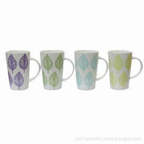 16oz Ceramic V-shaped Mug with Delicate Decal, Available in Various Designs